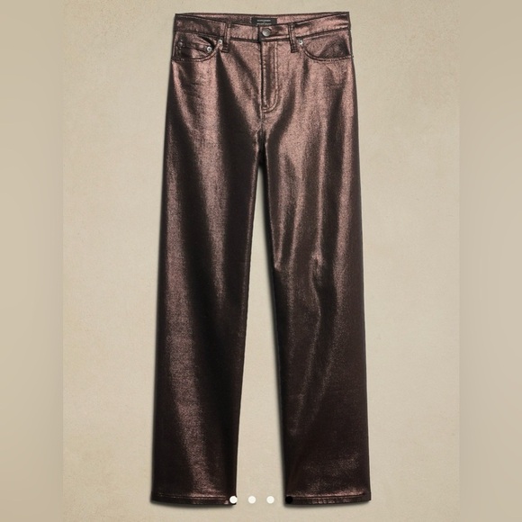 NWT Beautiful Banana Republic Bronze Metallic Straight Leg Jeans size 27